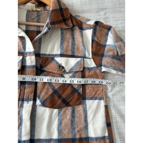 Kori Plaid Shacket- Brown and Blue- Oversized-Size small B131 - Picture 4 of 5